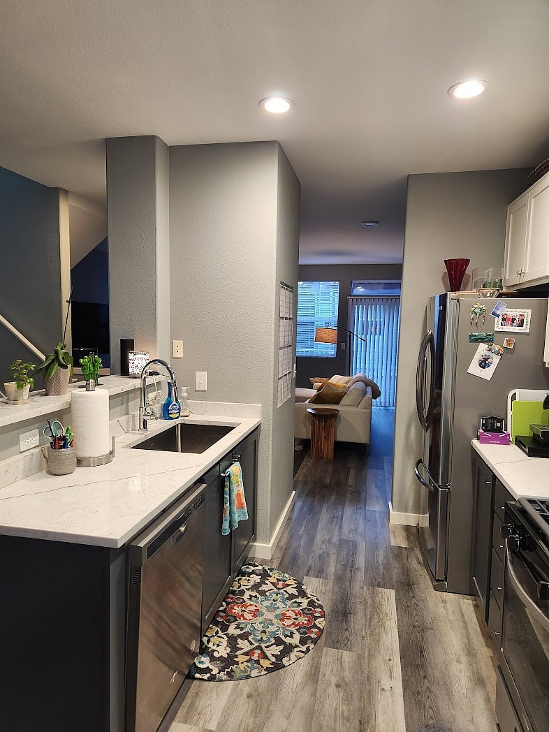 View from kitchen into LR