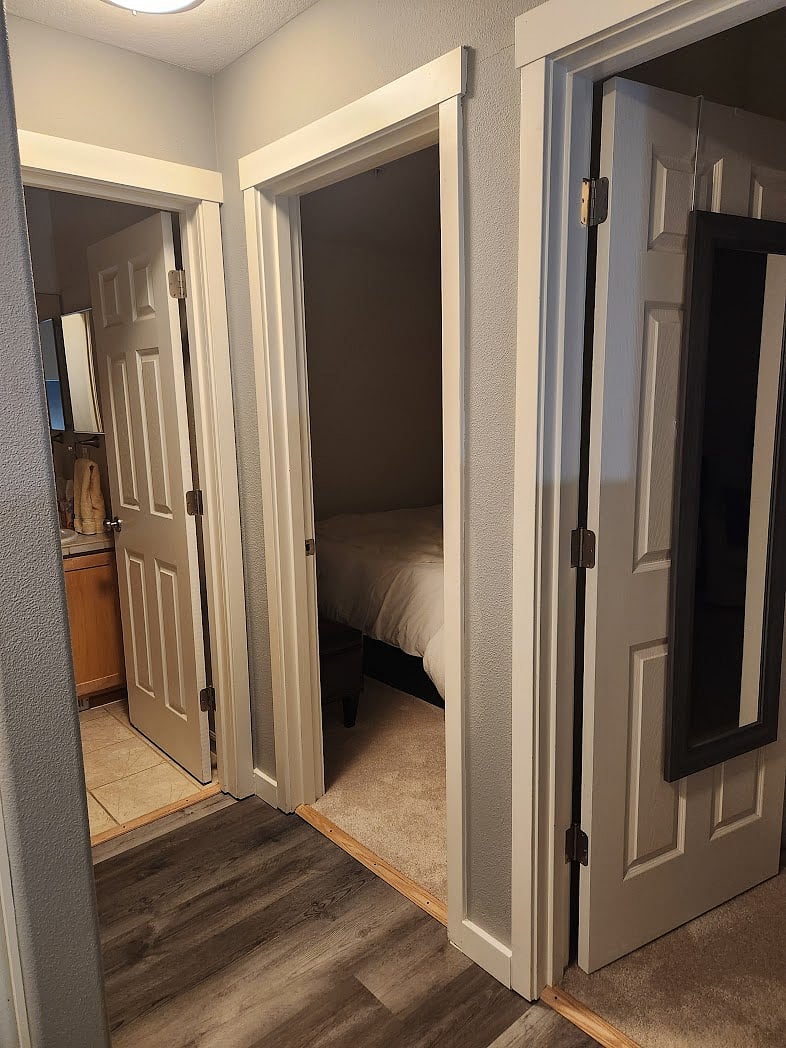 Entrance to bedroom and bathroom