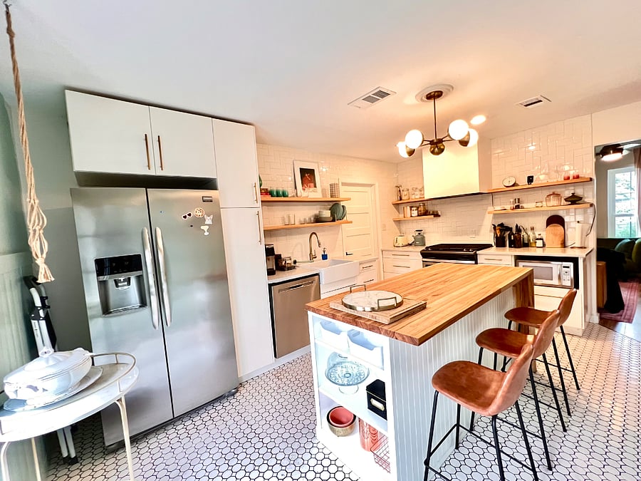 View of the kitchen from the back door