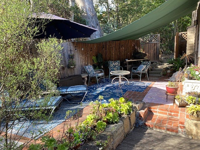 Brick Patio & Canvas Awning