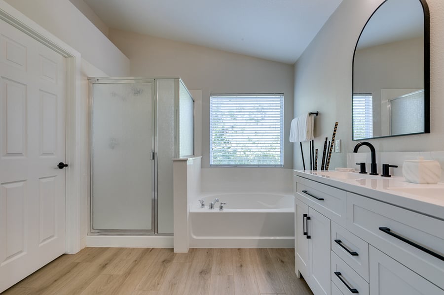 Separate shower and tub
