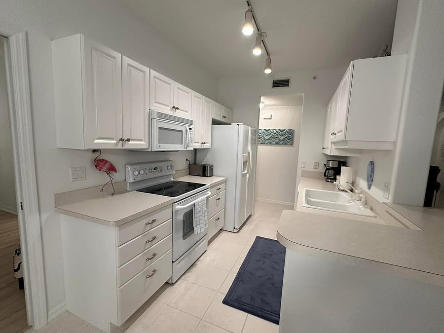 Fully-stocked kitchen.