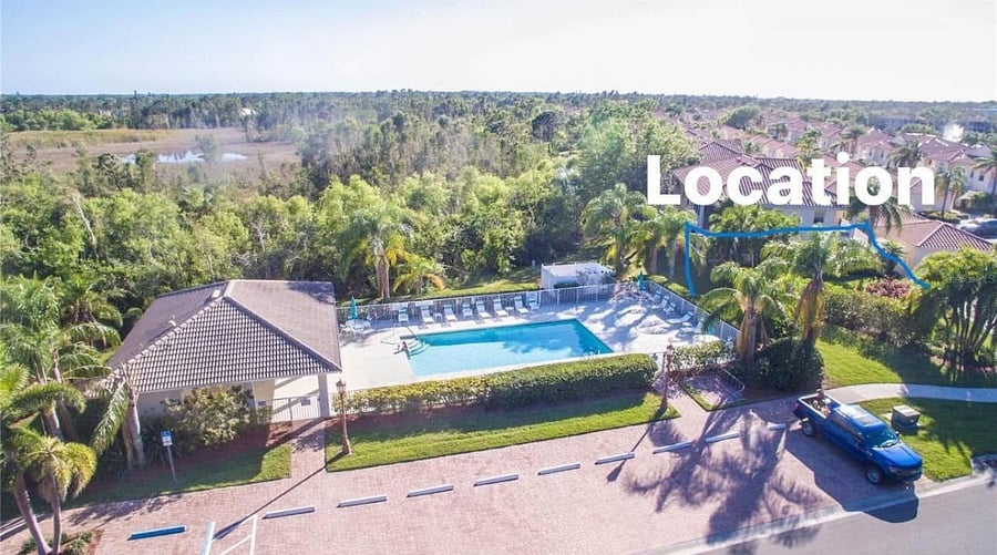 Condo location marked within blue drawn lines.