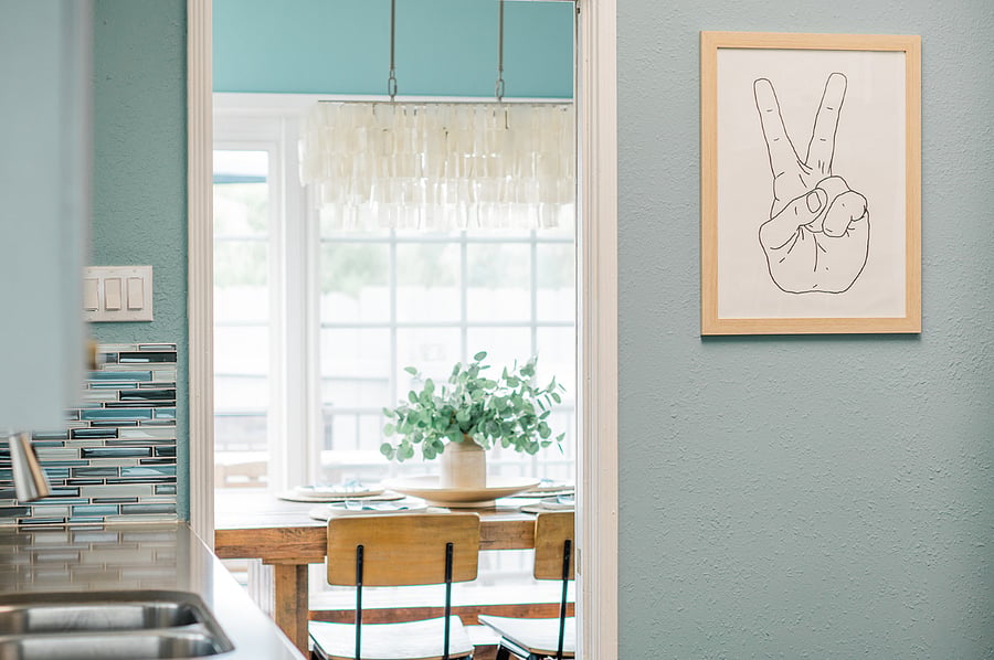 An easy flow from the kitchen into the dining room.