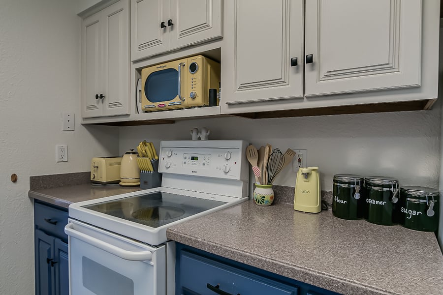 Enjoy cooking in this retro inspired space!