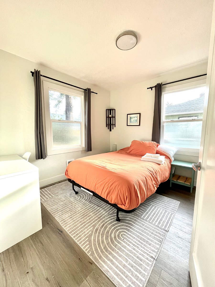 Two windows in NE facing bedroom, bright through the day no matter the weather