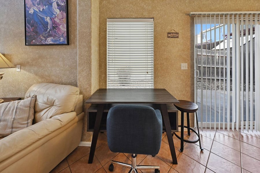 Workspace 1 between living and dining rooms.
