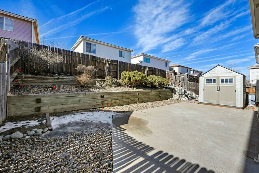 Backyard, facing the shed.