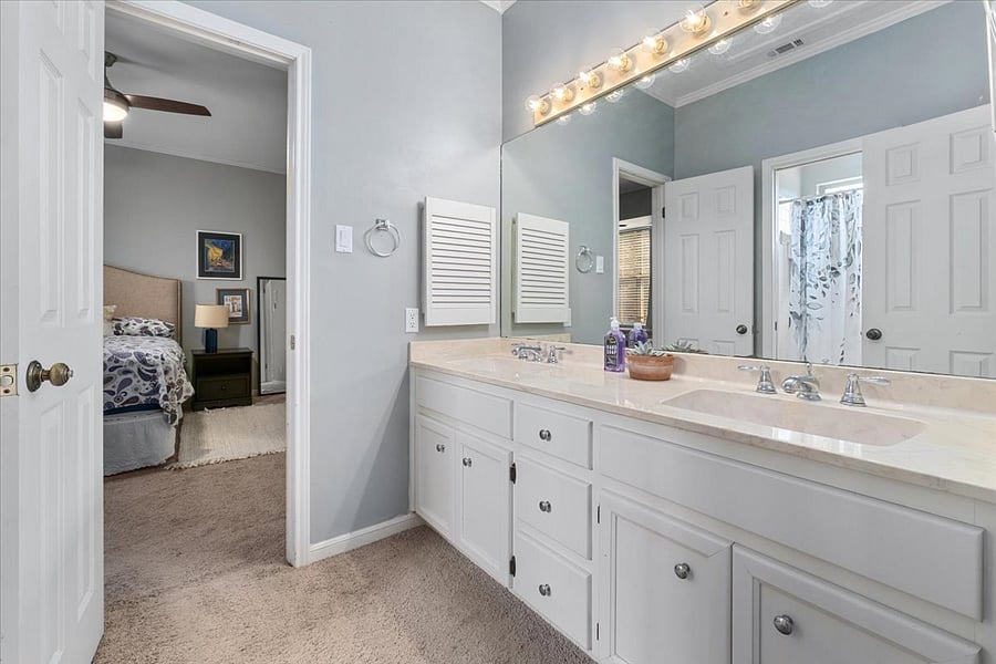 Two sink vanity in the Jack n Jill bathroom.