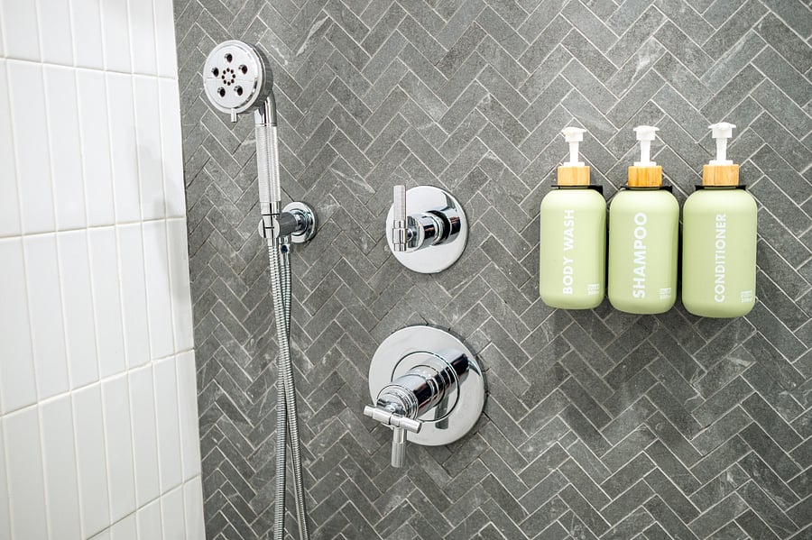 ALONK Suite's ensuite bathroom with walk-in rain shower.
