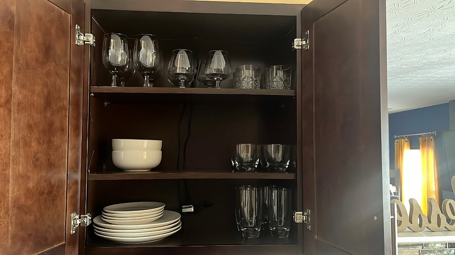 Kitchen with kitchen ware provided, pots/ pans, air fryer, pressure cooker, cooking utensils etc.