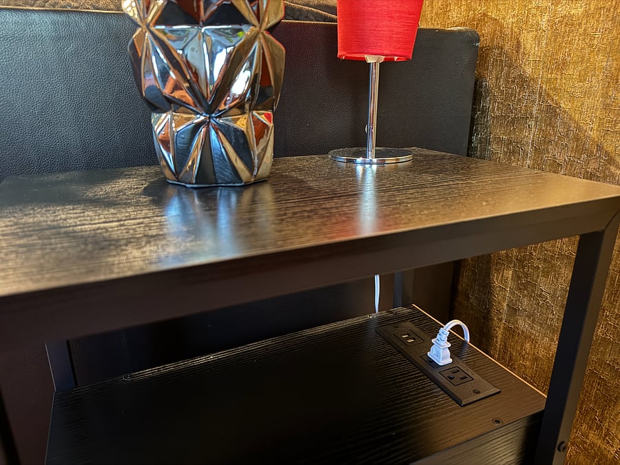 The desks come with USB ports and outlets
