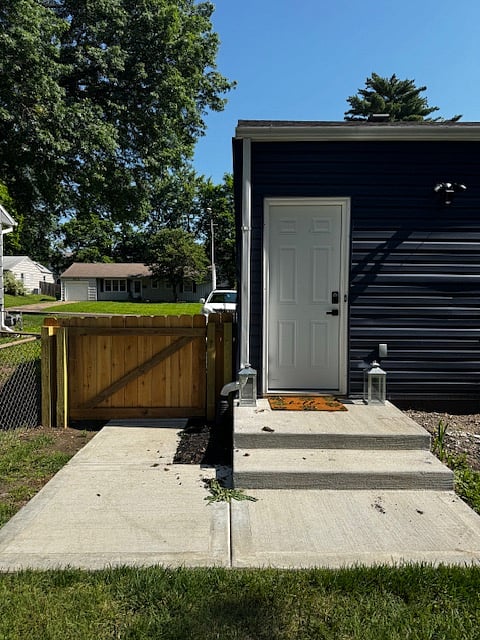 Tenant Rear Entrance, security camera and flood light with for security, electronic keypad entry