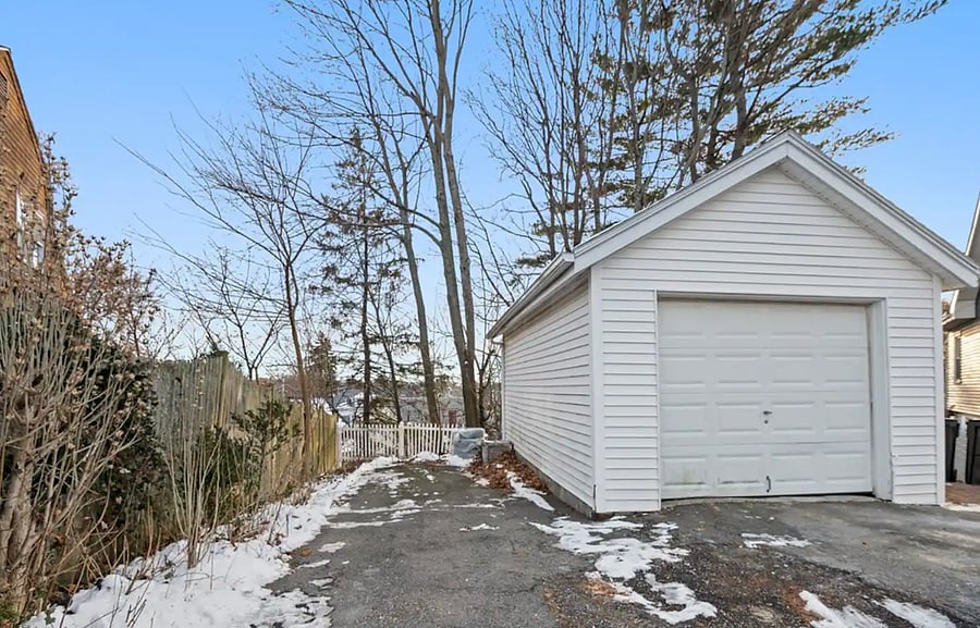 There are two free parking spaces available to the left of the garage. The cars will have to be parked one in front of the other. 