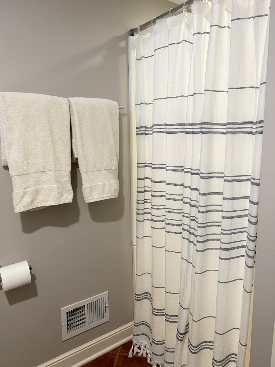 Lower level bathroom with walk-in shower.