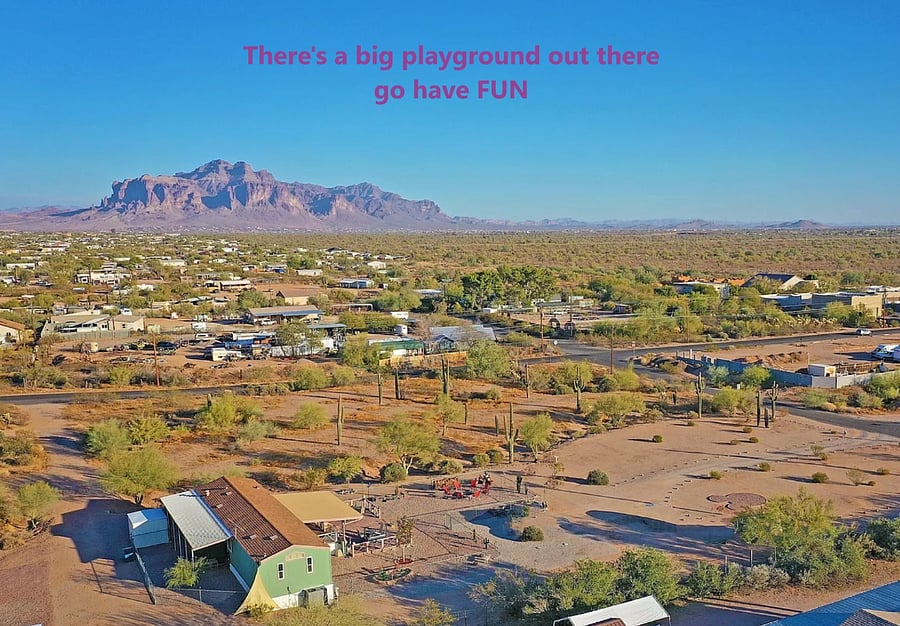 View of neighborhood and Superstition Mountain