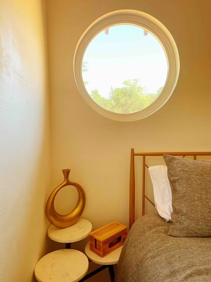Cozy corner of the bed