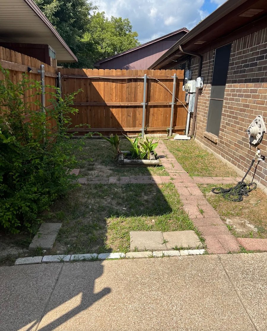 backyard in front of carport