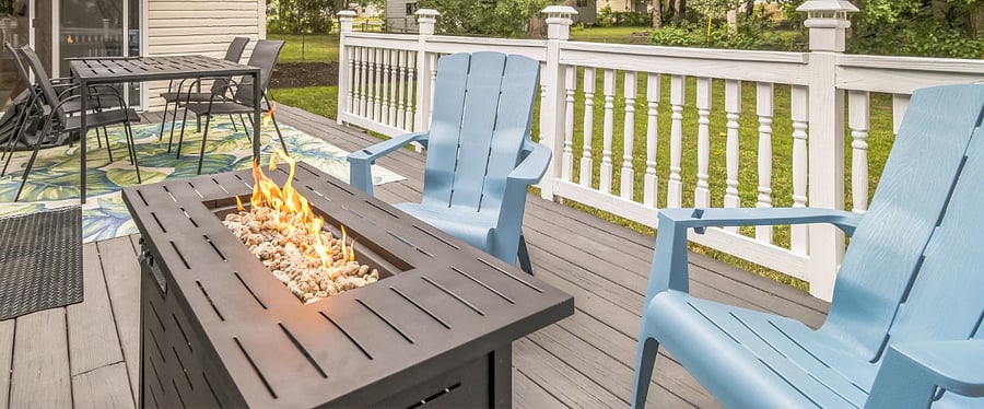 Enjoy conversation with friends and family around the gas fire pit.