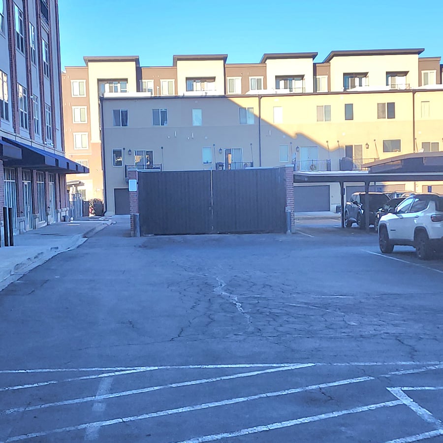 Trash area in the parking lot
