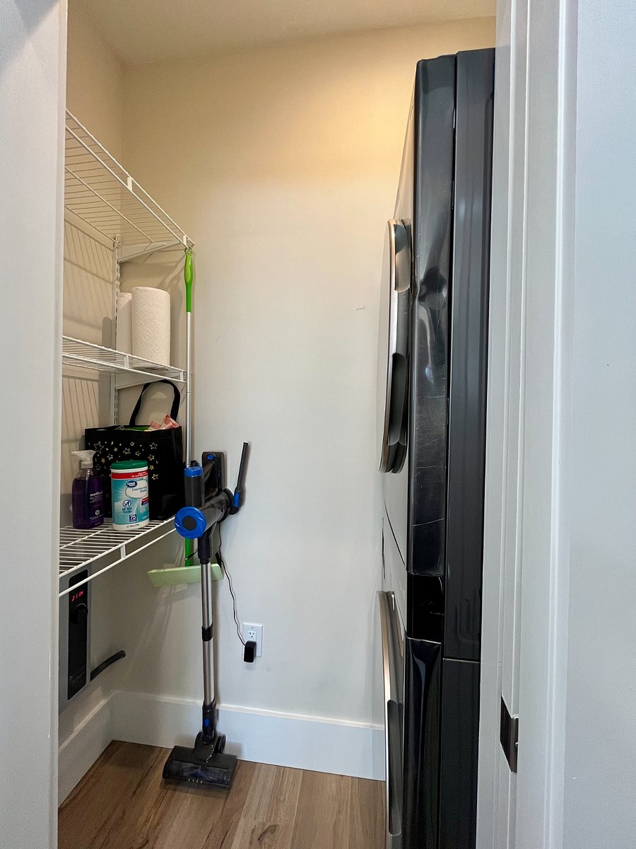 Blue House Stacked Washer/Dryer in pantry