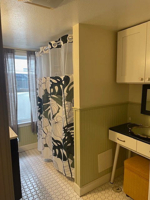 A separate area is provided for makeup, grooming and getting ready for the day.