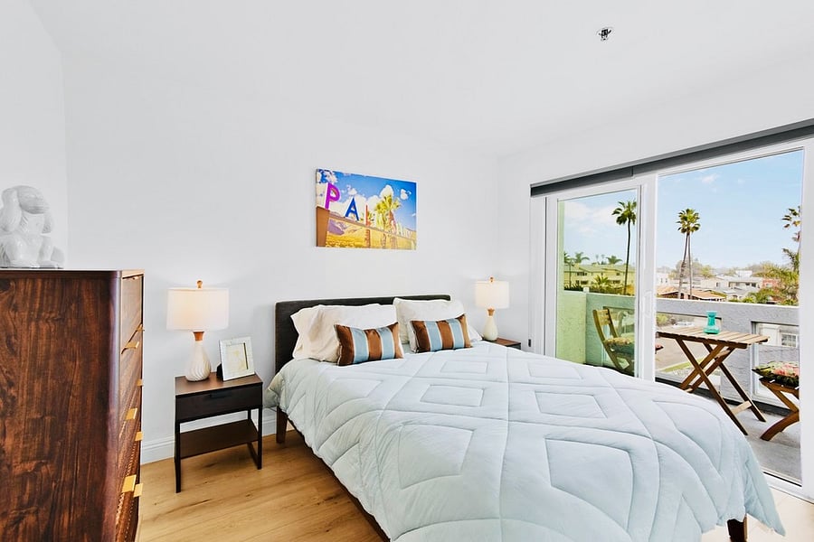 3rd Bedroom & Private Patio with Peaceful Views to the Wildlife Estuary and Mountains to the East