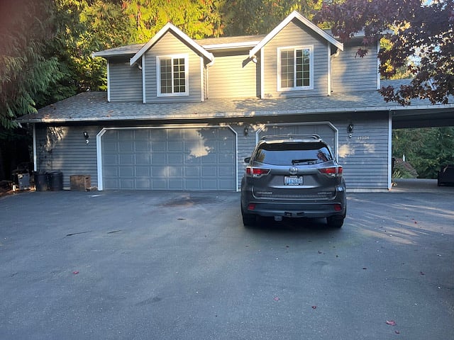 Separate space and entrance to apartment above garage.