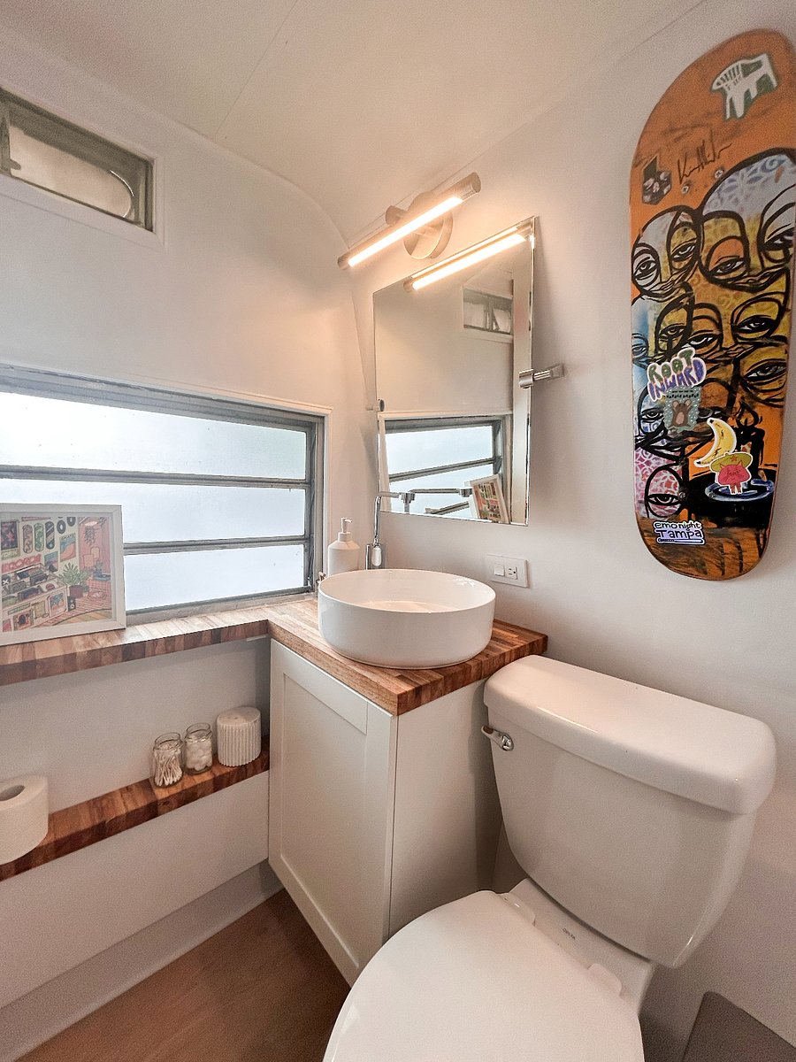 Bathroom with local art