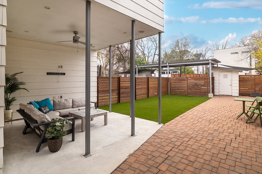 Covered patio and back yard