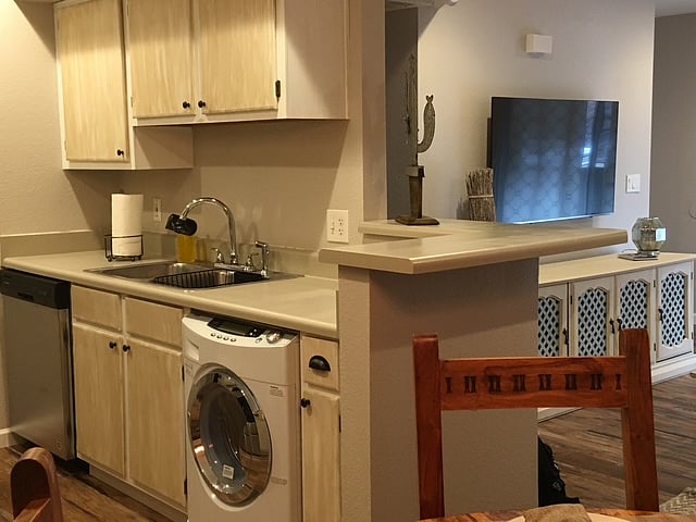 washer/dryer combo; addl separate dryer not shown