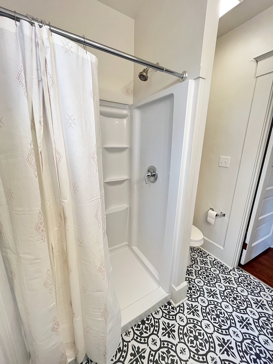 sparkling clean walk-in shower