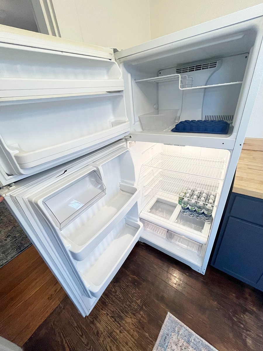 sparkling clean full sized fridge/freezer