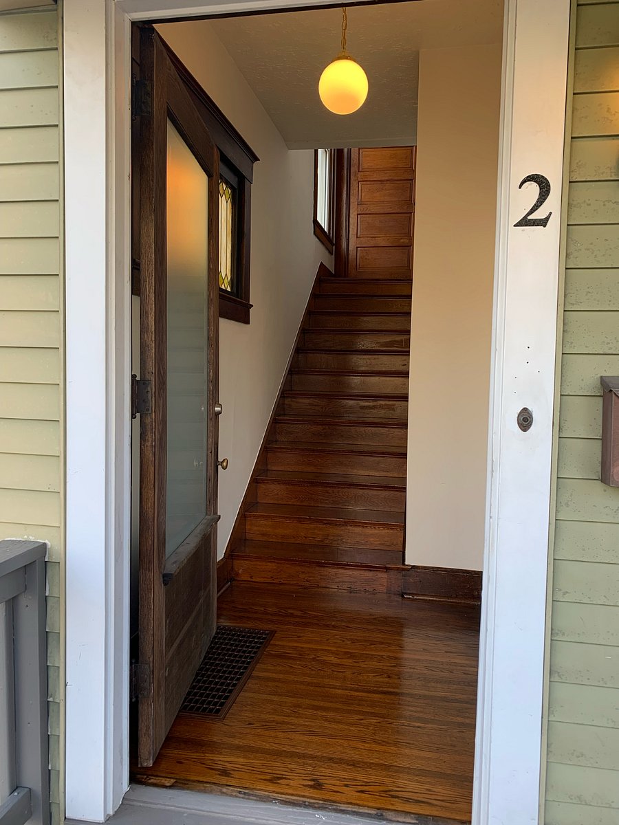 view from front porch into private entry