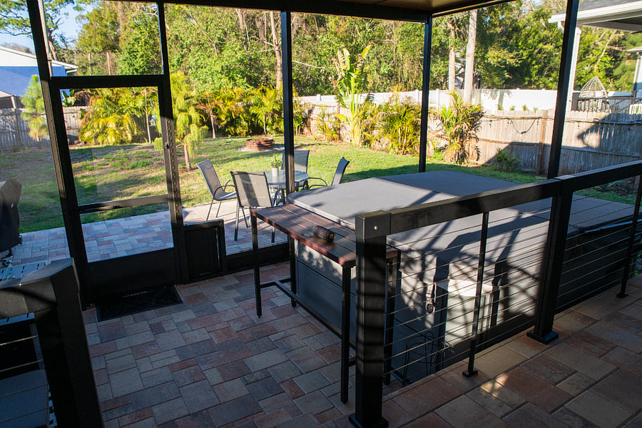View from top floor of porch from dining room/kitchen.