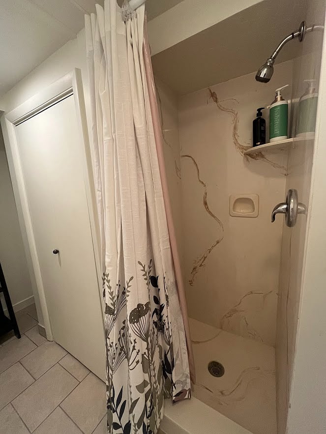 Full bathroom with a stand up shower
