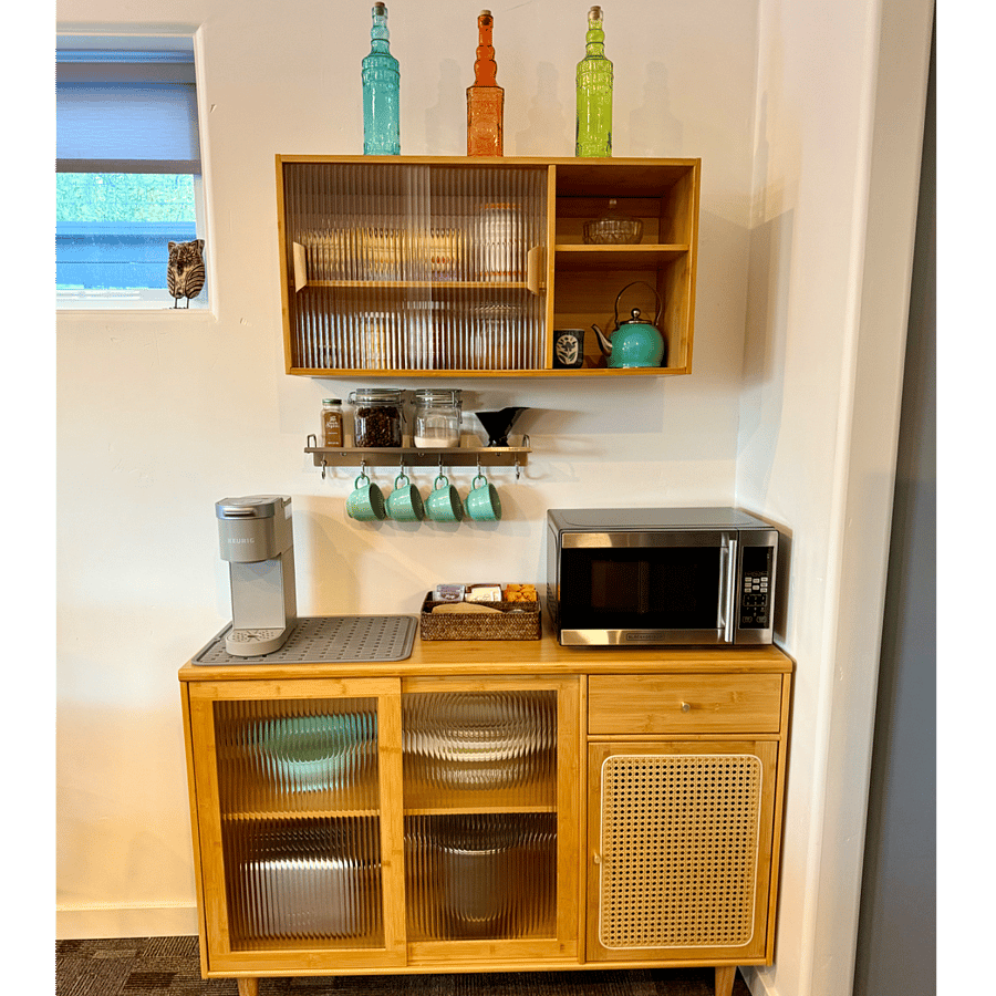 Coffee & Tea Station with Microwave and Pantry/Cabinets