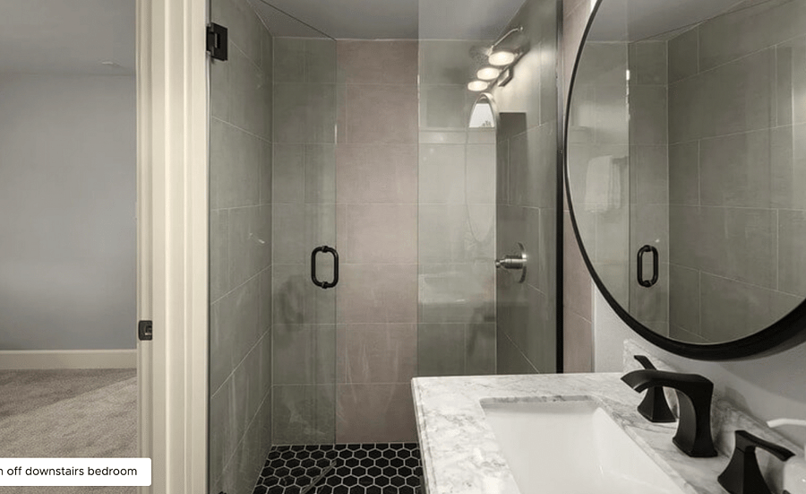 Downstairs en suite bathroom and standing shower.