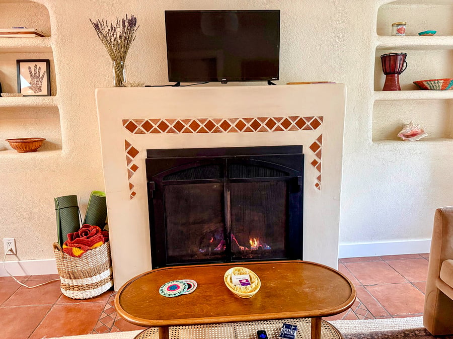 Gas fireplace for winter months.