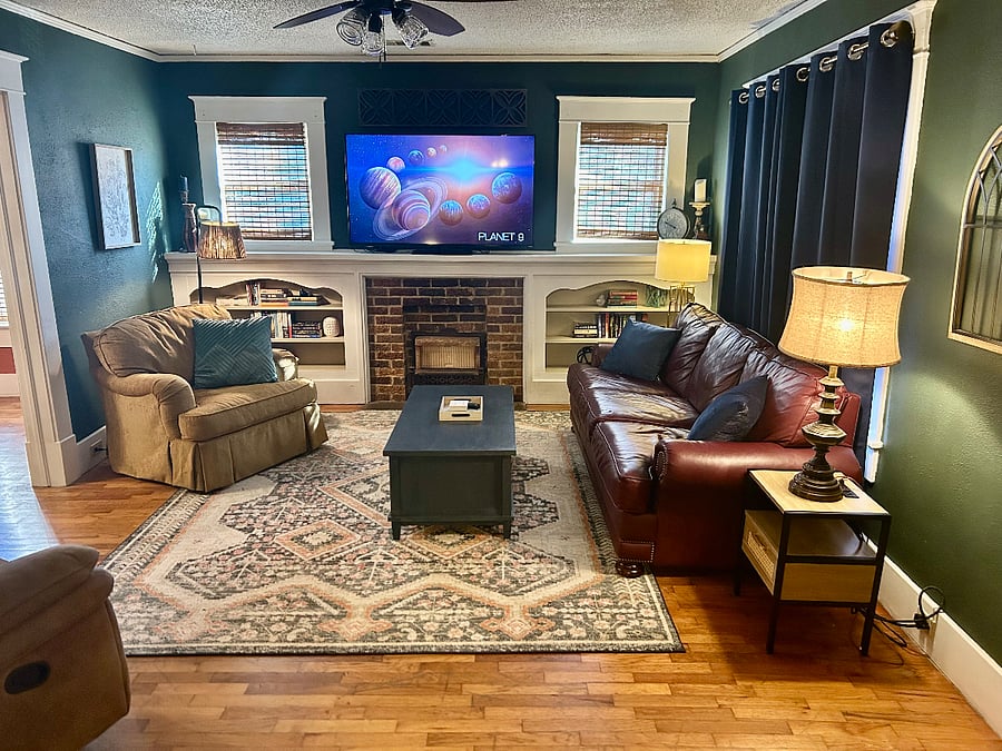 Living room with 65 inch TV