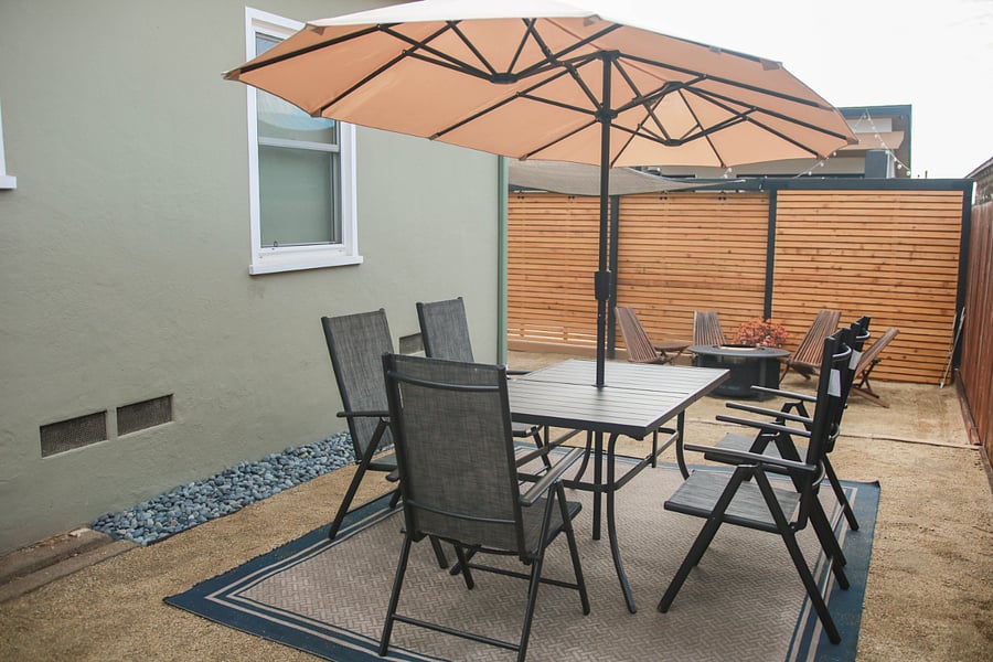 Private backyard with outdoor seating