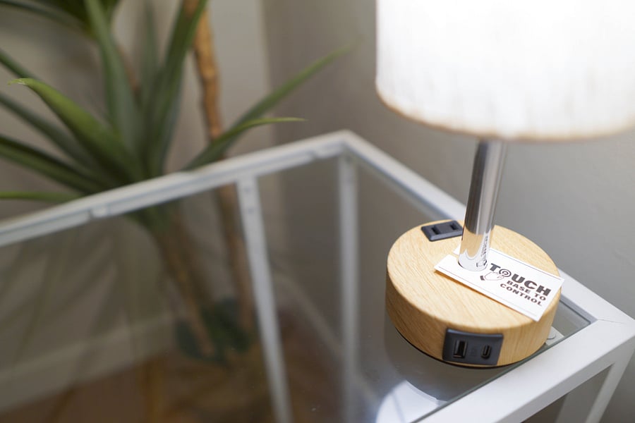 Touch activated bedside lamps with extra outlets and ports