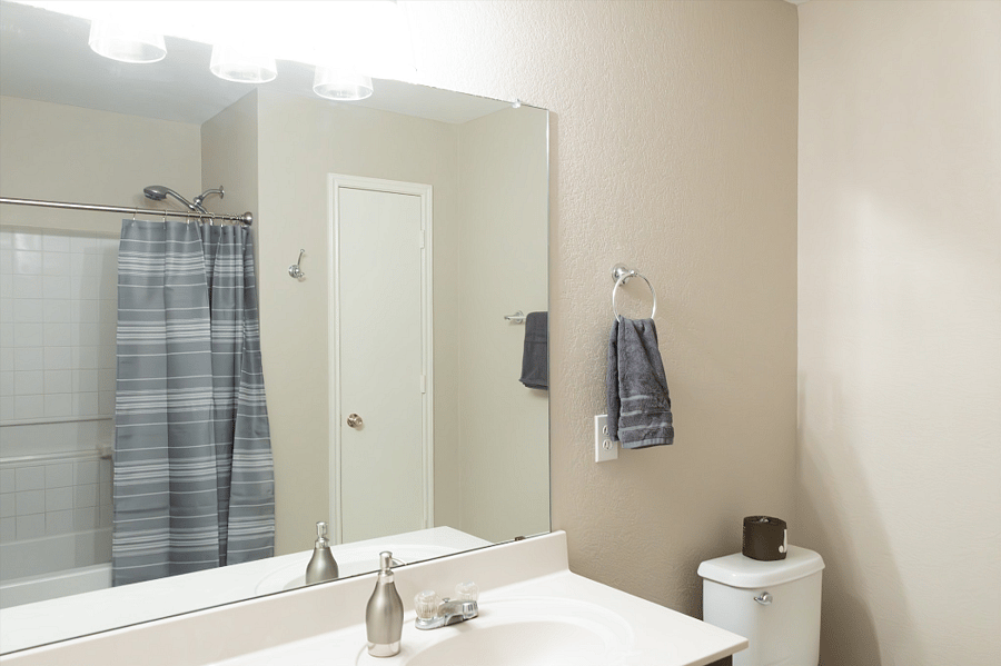Master Bath is Well Appointed with a Shower, Bathtub, Thick Towels, and a Starter Kit of Toiletries