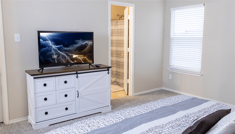 Master Bedroom Connects to a Full Private Bath and Includes a Smart TV Enabled for Your Favorite Streaming Services