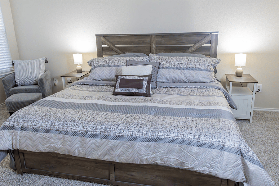 Master Bedroom is Well Appointed with 2000 Thread Count Luxury Bamboo Sheets