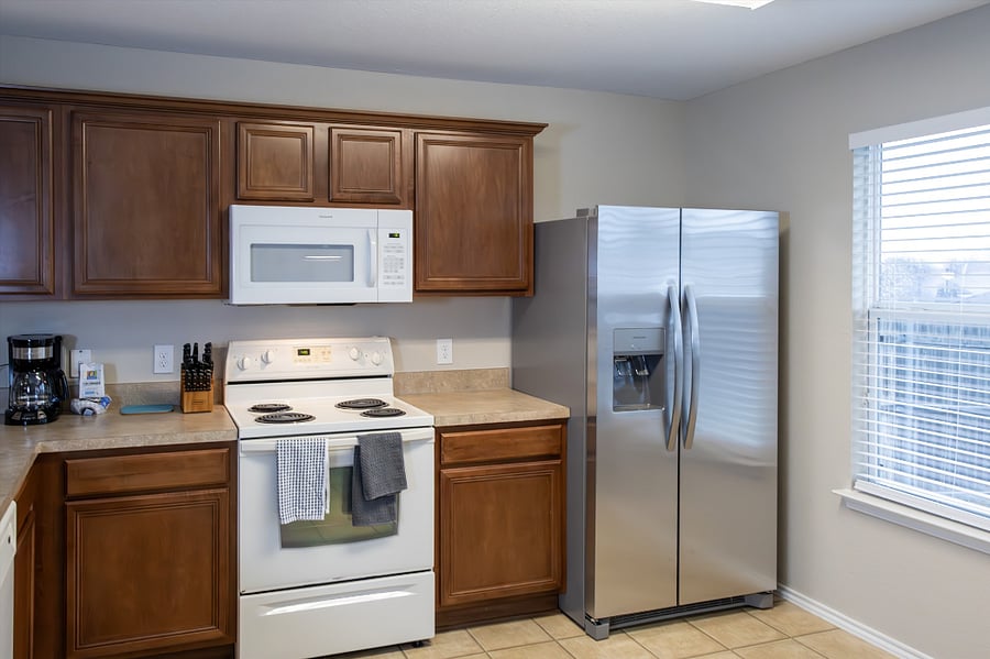 Kitchen Includes All Major Appliances, including a Stainless-Steel Fridge, Stove, Microwave, and Dishwasher