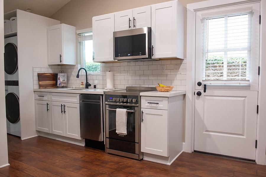 Kitchen area with dutch door.