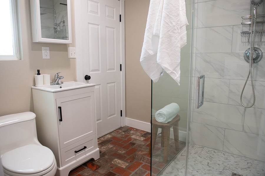 Walk in shower.