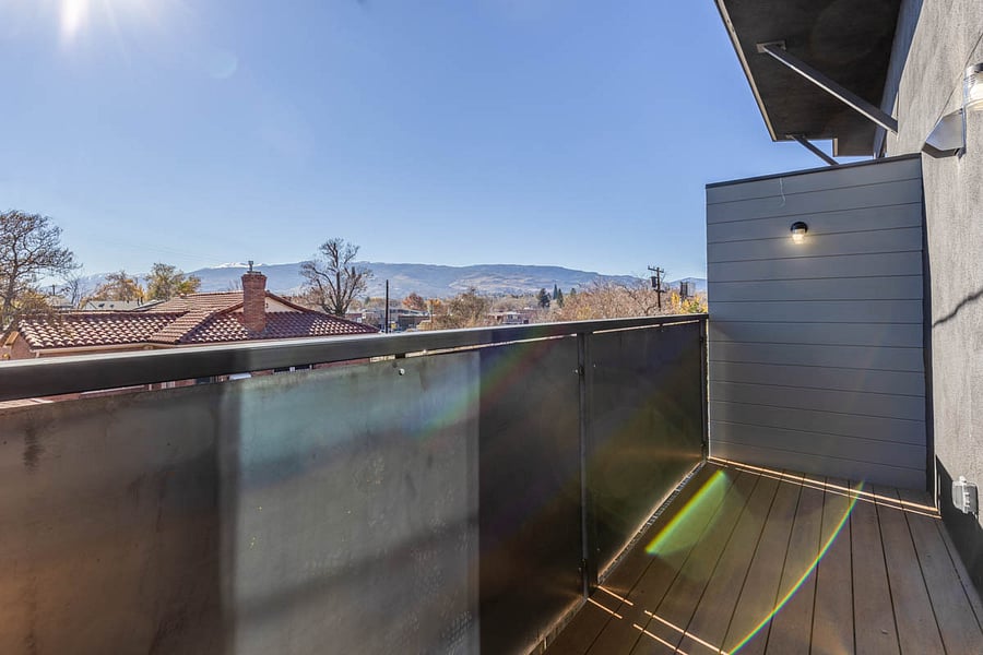 Second story balcony looks to the West