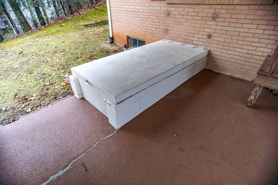 Basement stairwell, with cover closed